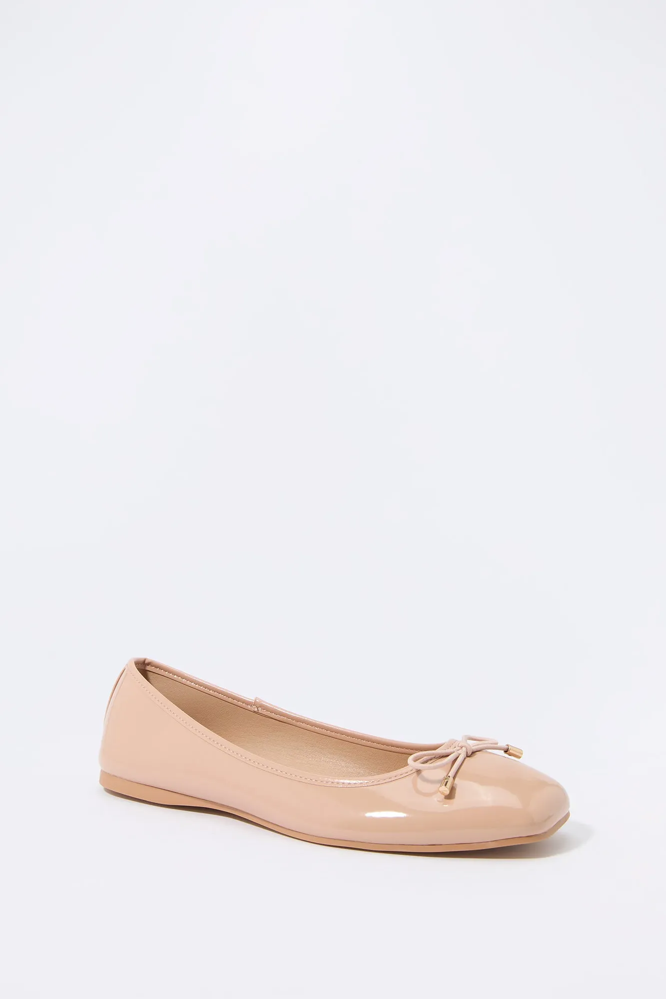 Buckle Faux Leather Ballerina Flats