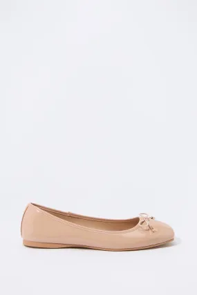 Buckle Faux Leather Ballerina Flats