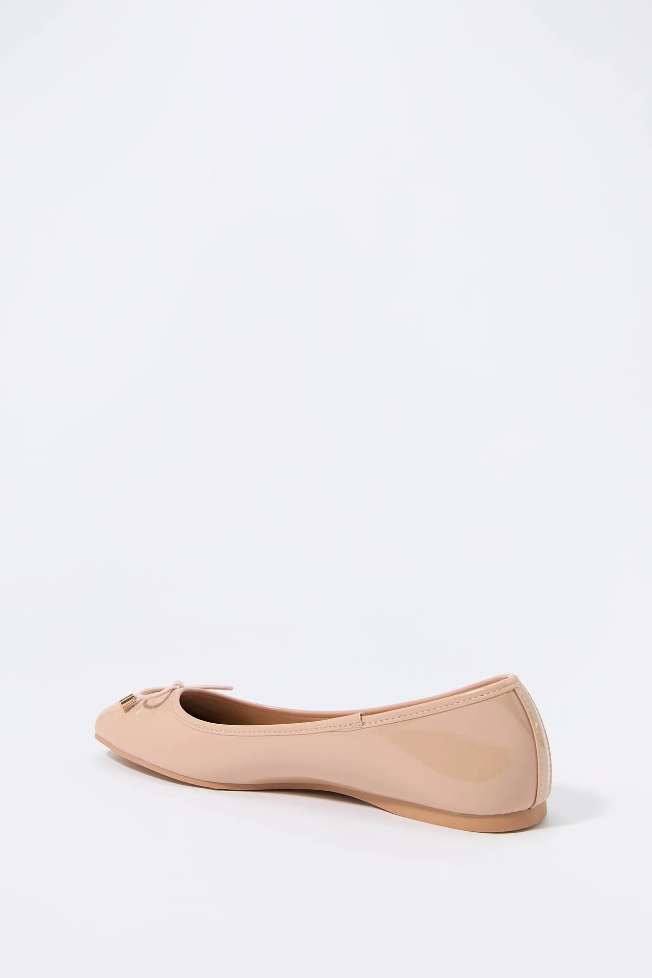 Buckle Faux Leather Ballerina Flats