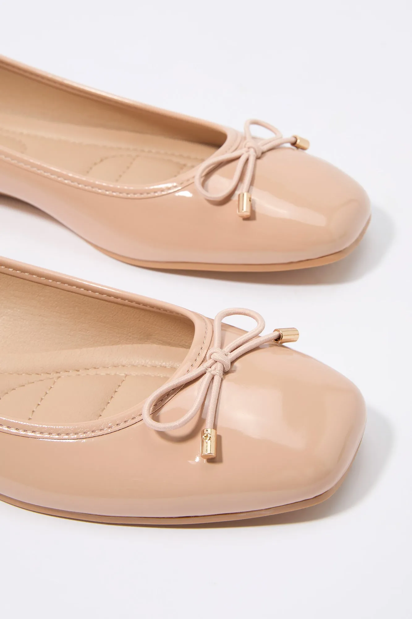 Buckle Faux Leather Ballerina Flats