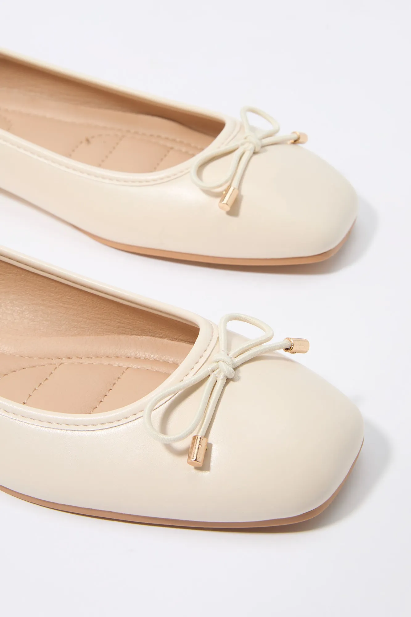 Buckle Faux Leather Ballerina Flats