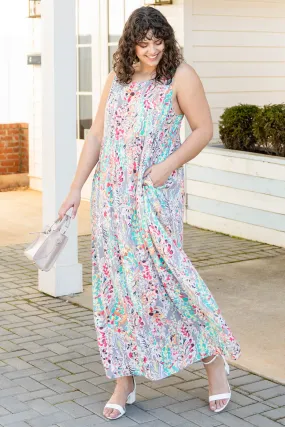 Gray Multi Summer Babe Maxi Dress