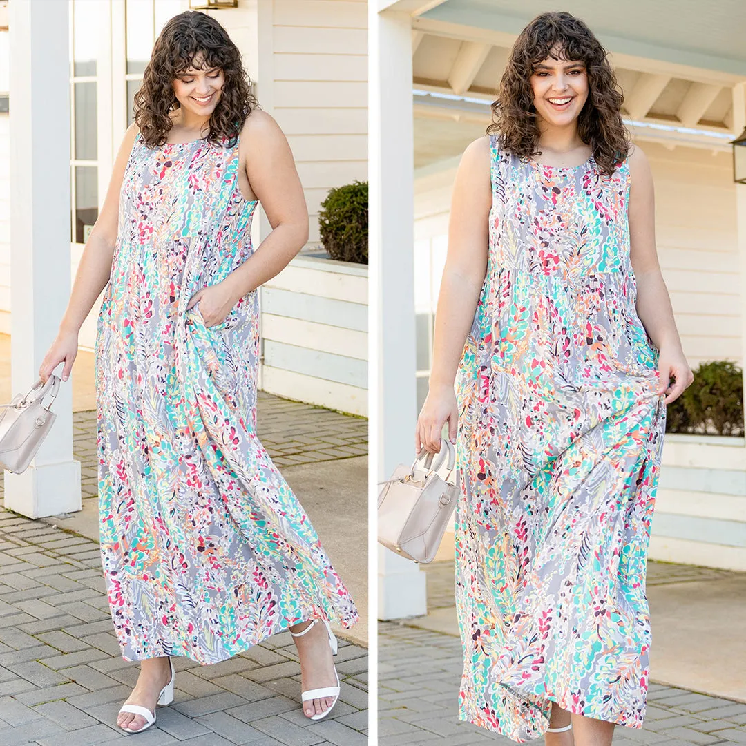 Gray Multi Summer Babe Maxi Dress