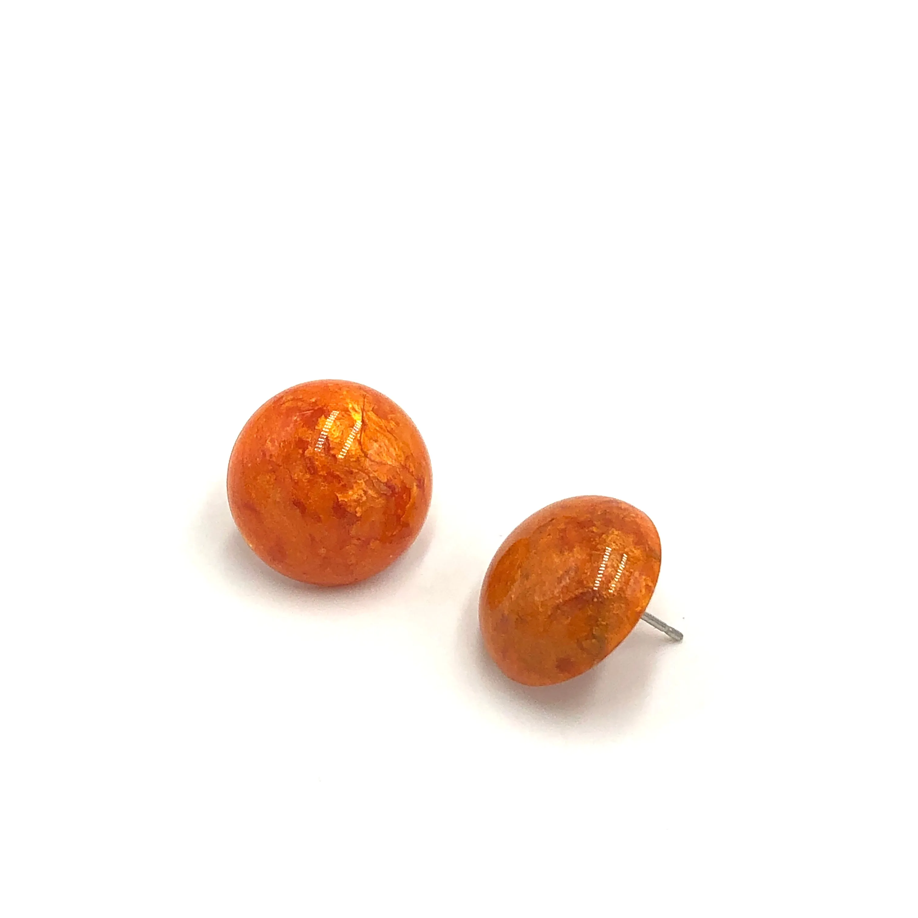 Sun Orange Capiz Lucite Stud Earrings