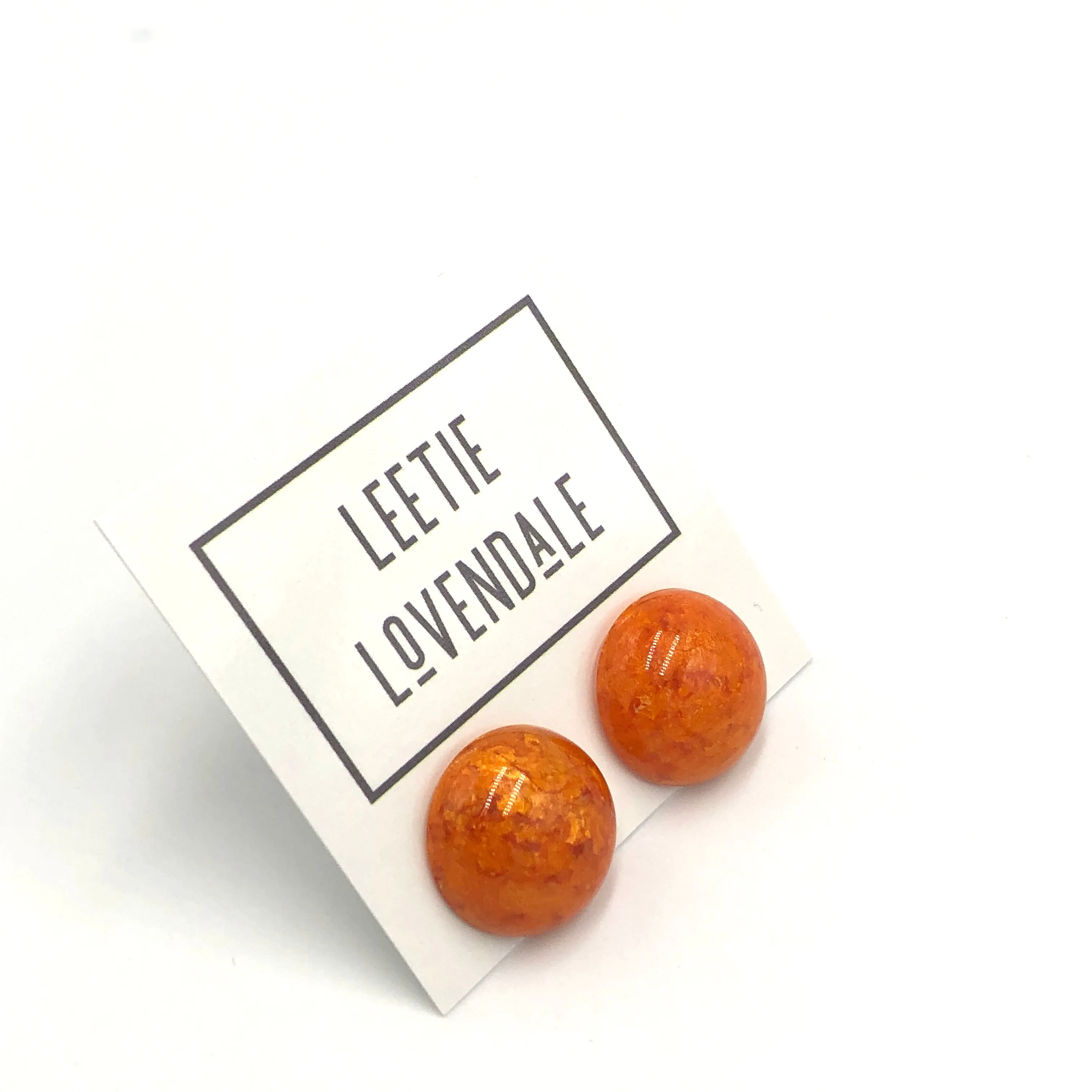 Sun Orange Capiz Lucite Stud Earrings