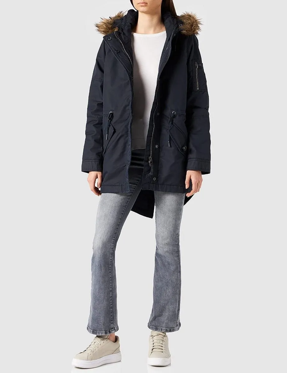 Superdry Scout Navy Military Fishtail Parka Jackets for Women