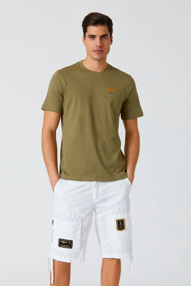 Olive Green Men's Short Sleeve Basic Cotton T-shirt