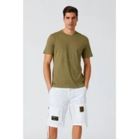 Olive Green Men's Short Sleeve Basic Cotton T-shirt