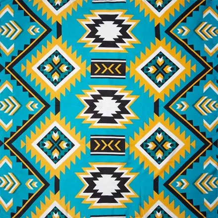 Teal and Gold Southwest Silk Scarf