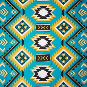 Teal and Gold Southwest Silk Scarf