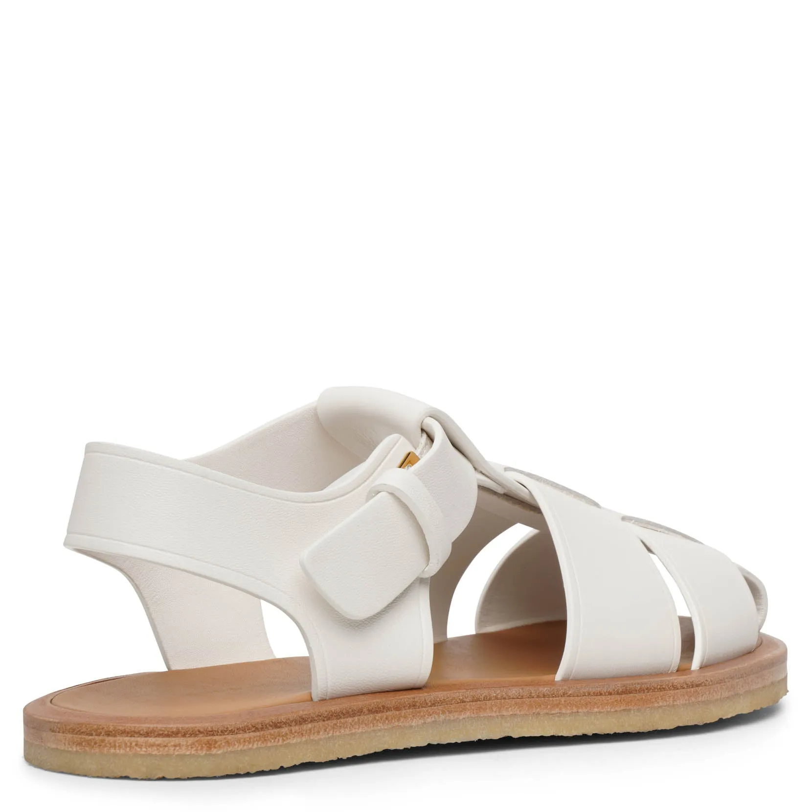 The Row Ivory Crepe Fisherman Sandals