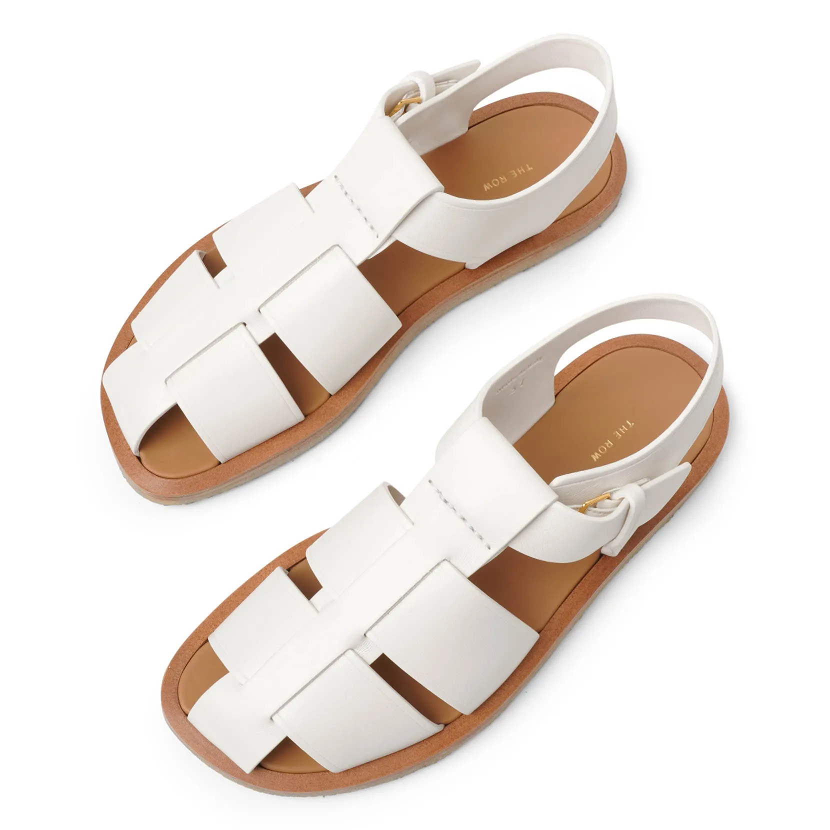 The Row Ivory Crepe Fisherman Sandals