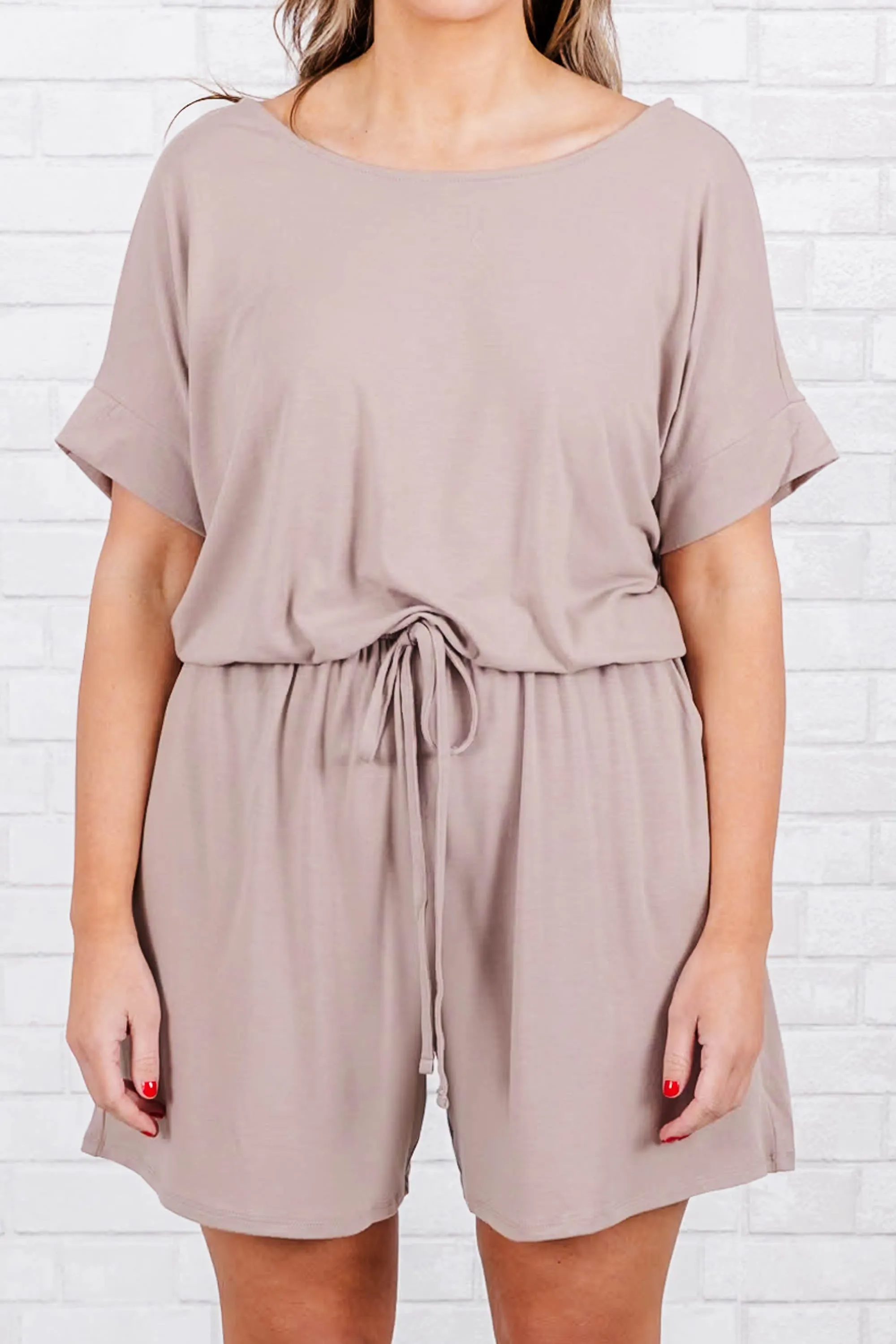 Trendy In A Hurry Romper, Sand Beige