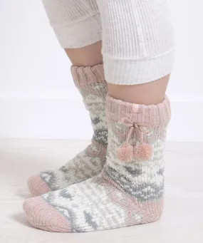 Totes Toasties Fair Isle Chenille Slipper Socks for Ladies