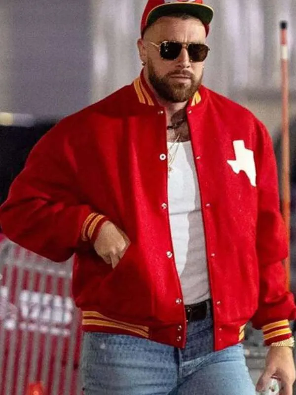 Travis Kelce Red varsity Jacket