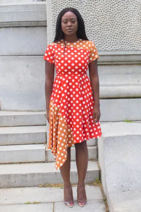 Two-Tone Polka Dot Dress