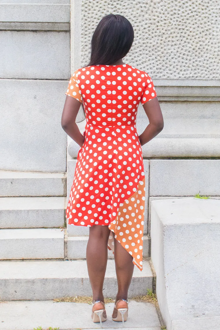 Two-Tone Polka Dot Dress