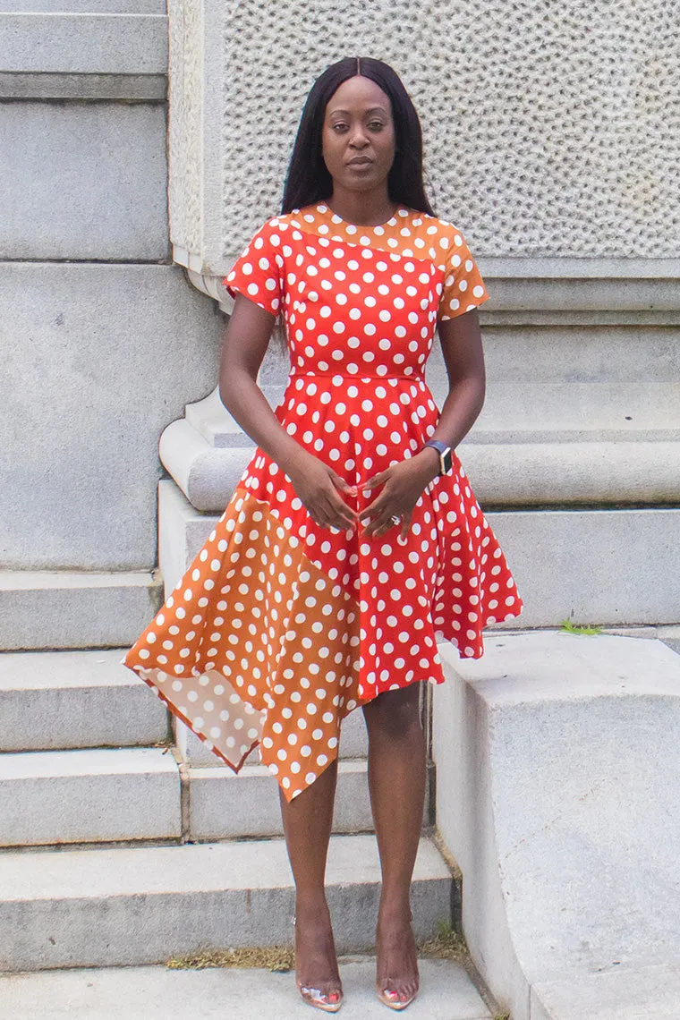 Two-Tone Polka Dot Dress