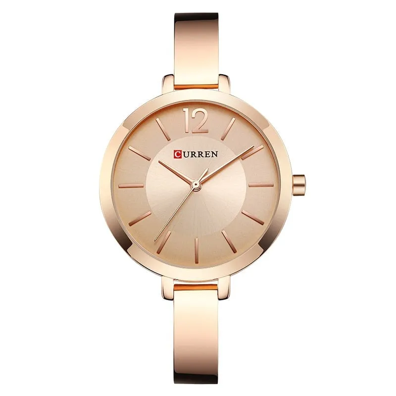 Ultra-Thin Stainless Steel Fashion Gold Women's Watch 9012