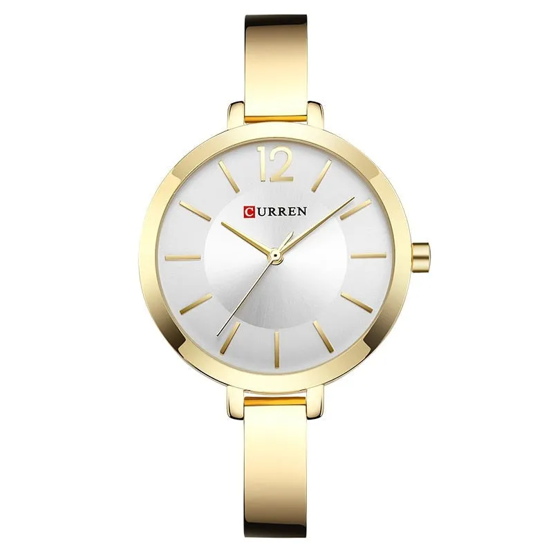 Ultra-Thin Stainless Steel Fashion Gold Women's Watch 9012