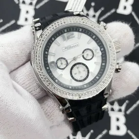 Hip Hop Watch with Unique .25 Carat Diamond and Chrono Rubber Band