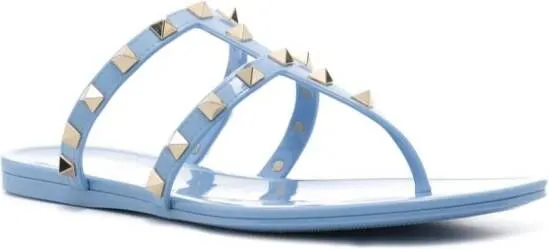 Blue Rockstud Flat Sandals by Valentino Garavani