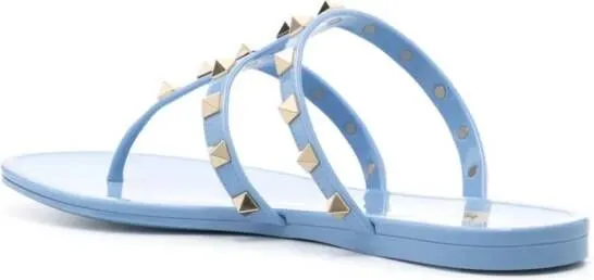 Blue Rockstud Flat Sandals by Valentino Garavani