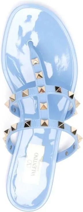 Blue Rockstud Flat Sandals by Valentino Garavani