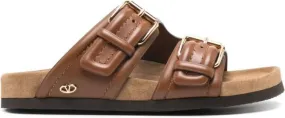 Brown Leather Sandals by Valentino Garavani VLogo-Logo