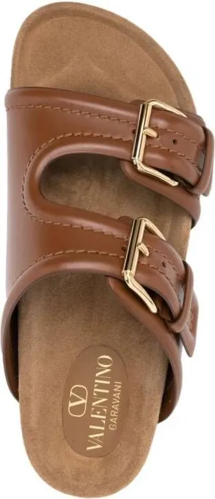 Brown Leather Sandals by Valentino Garavani VLogo-Logo