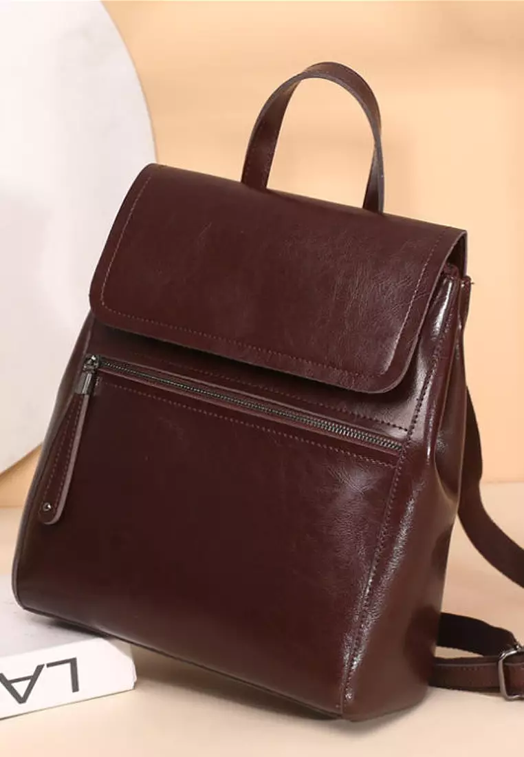 Fashion Burnished Cow Leather Backpacks by Twenty Eight Shoes VANSA