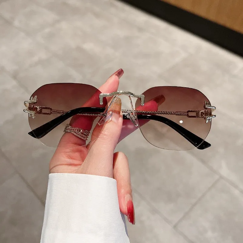 Vintage Rimless Anti-Glare Sunglasses