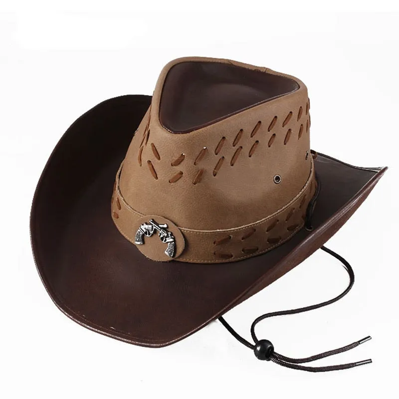 Jazz Cowboy Hat with Patchwork and Western Casual Style for Men and Women