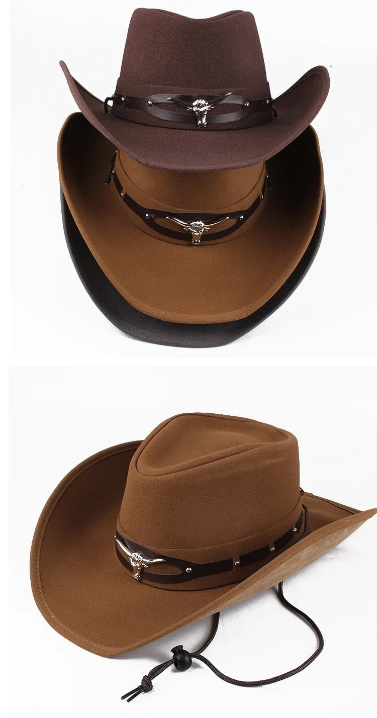 Jazz Cowboy Hat with Patchwork and Western Casual Style for Men and Women