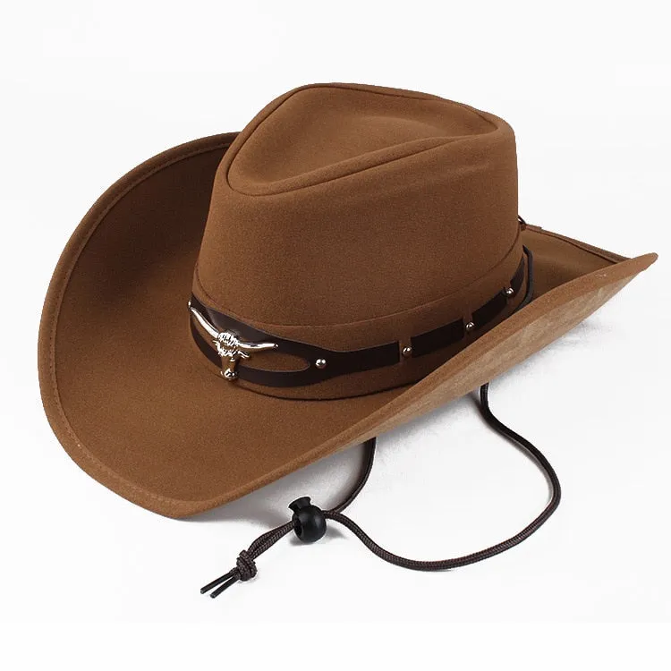 Jazz Cowboy Hat with Patchwork and Western Casual Style for Men and Women