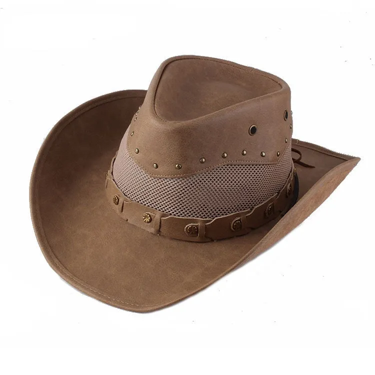 Jazz Cowboy Hat with Patchwork and Western Casual Style for Men and Women