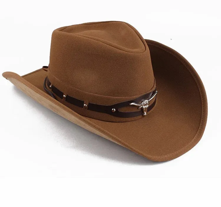 Jazz Cowboy Hat with Patchwork and Western Casual Style for Men and Women