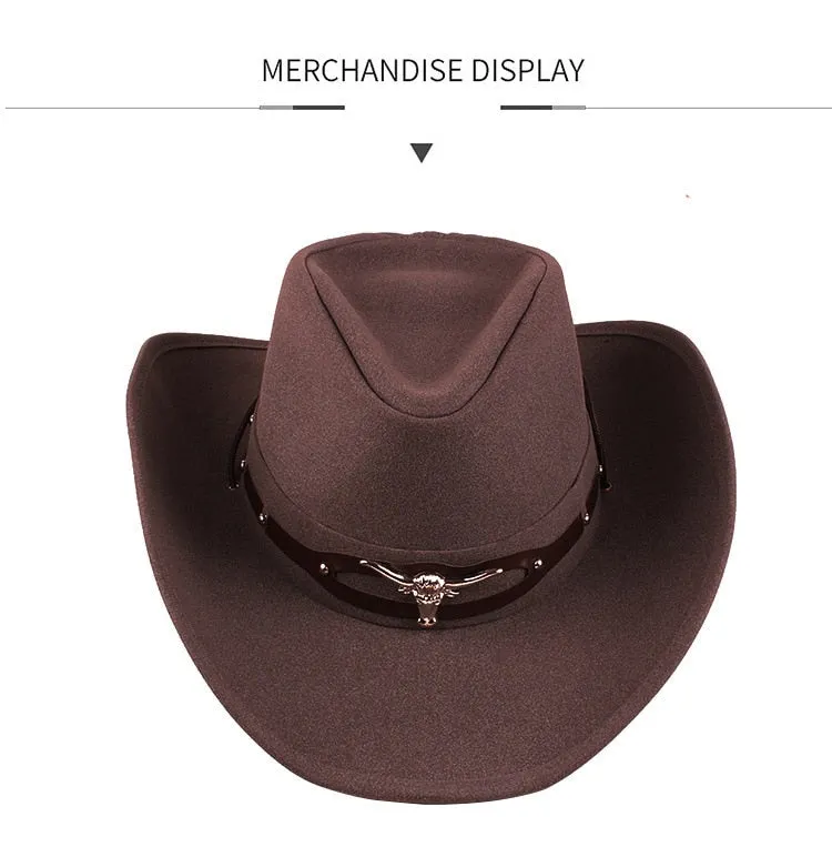 Jazz Cowboy Hat with Patchwork and Western Casual Style for Men and Women