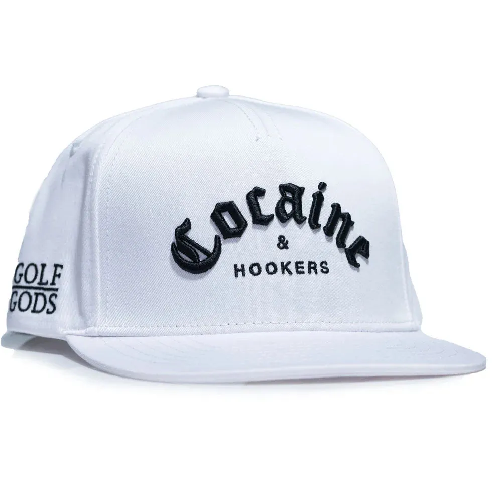 White Golf Hat with Flat Brim