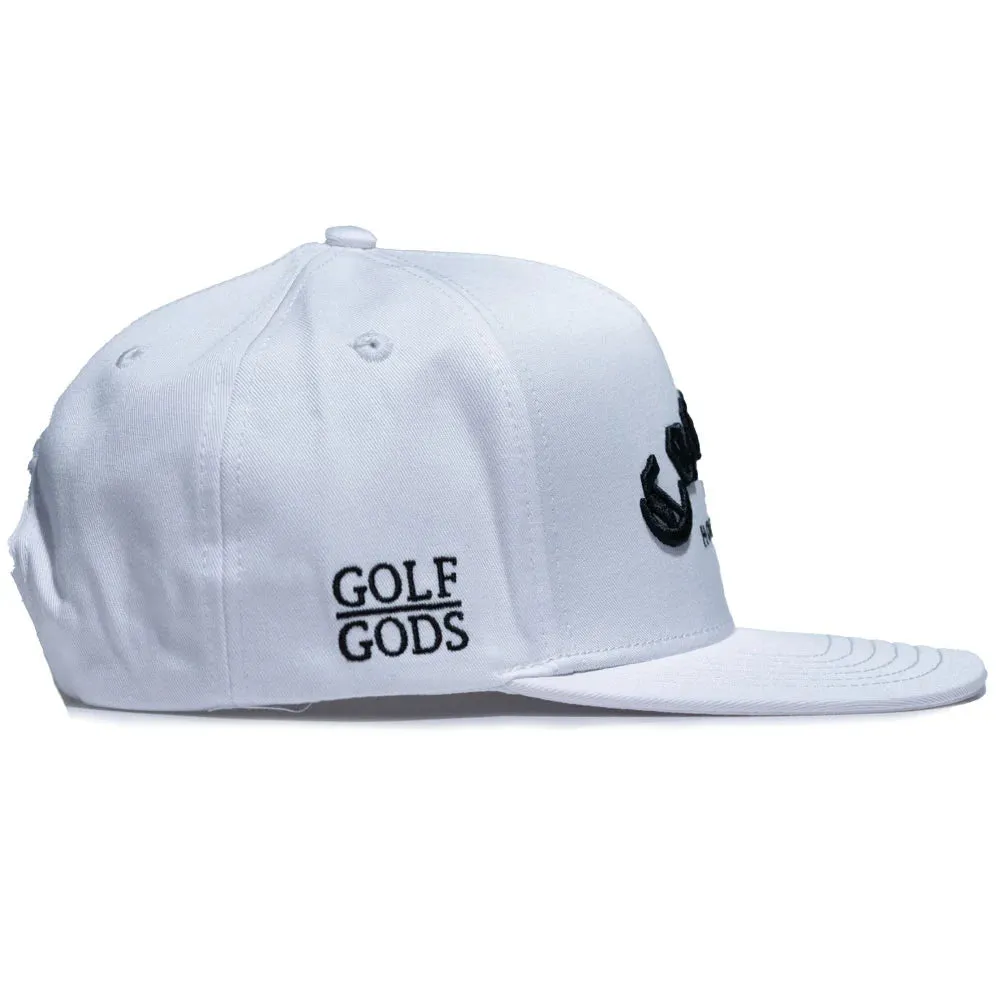 White Golf Hat with Flat Brim