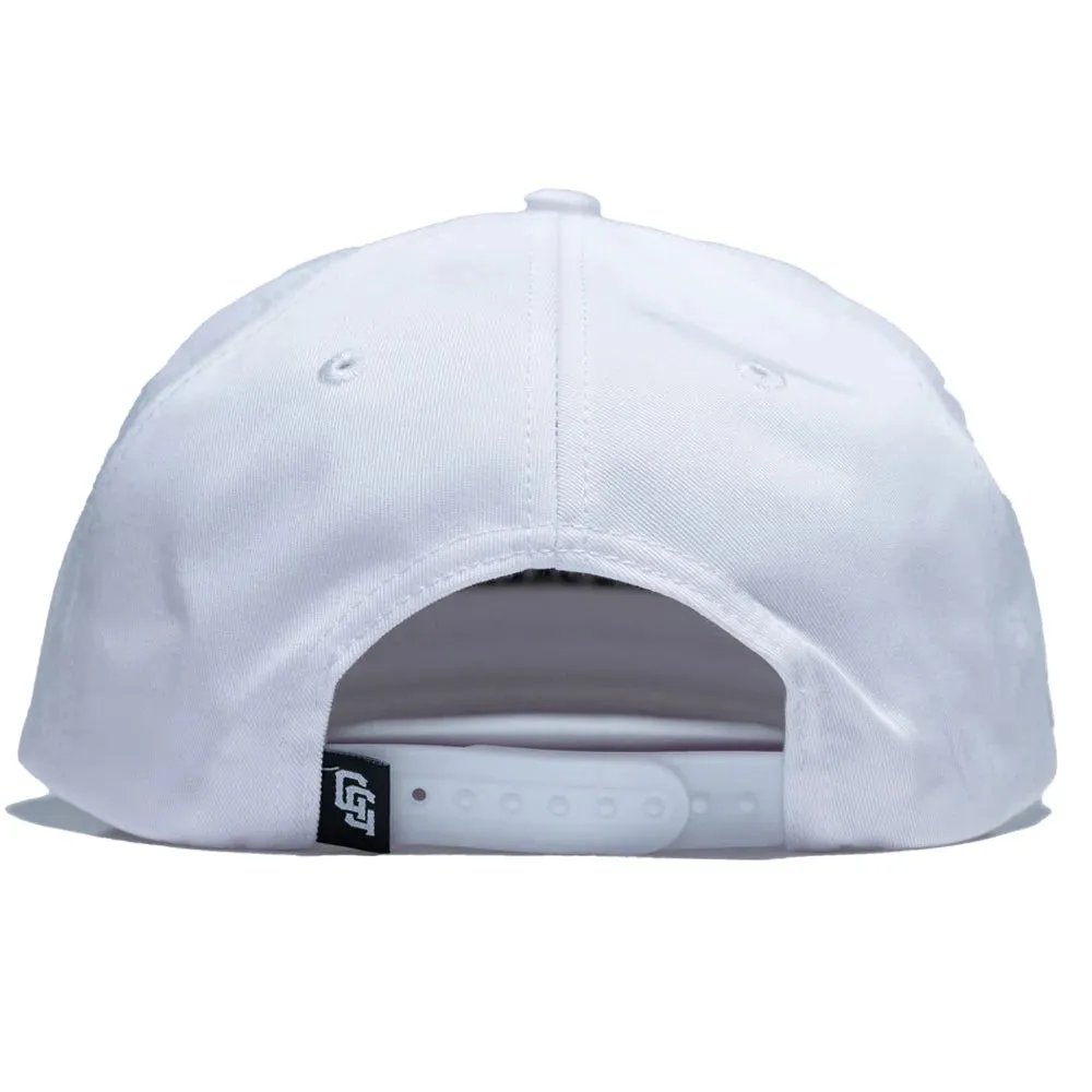 White Golf Hat with Flat Brim