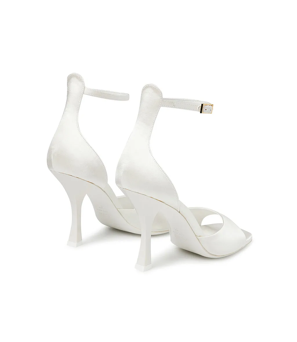 White Satin Ivory Sandals