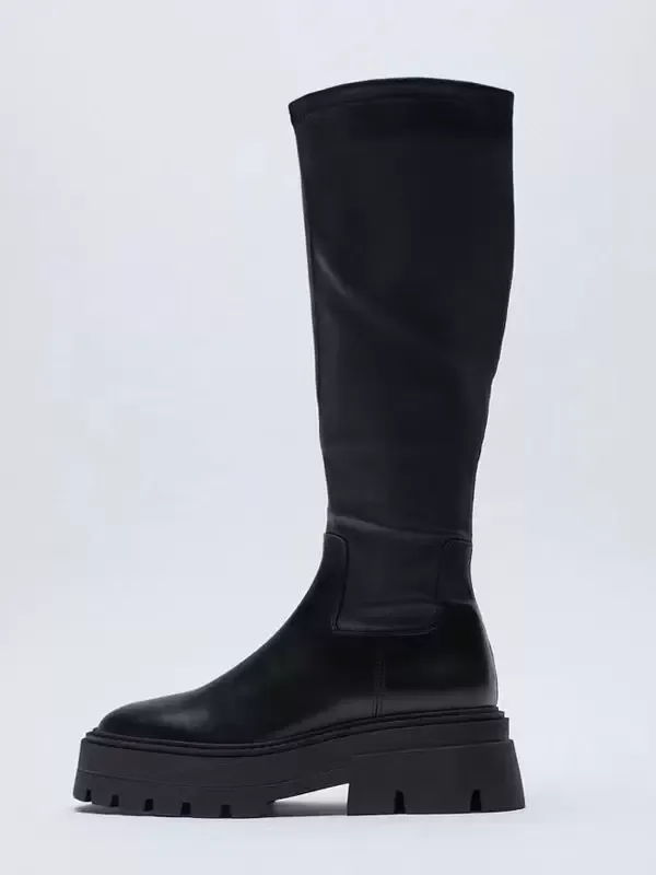 Women's Black Mid Calf Platform Boots