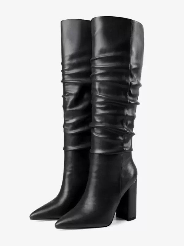 Women's Chunky Heel Knee High Boots