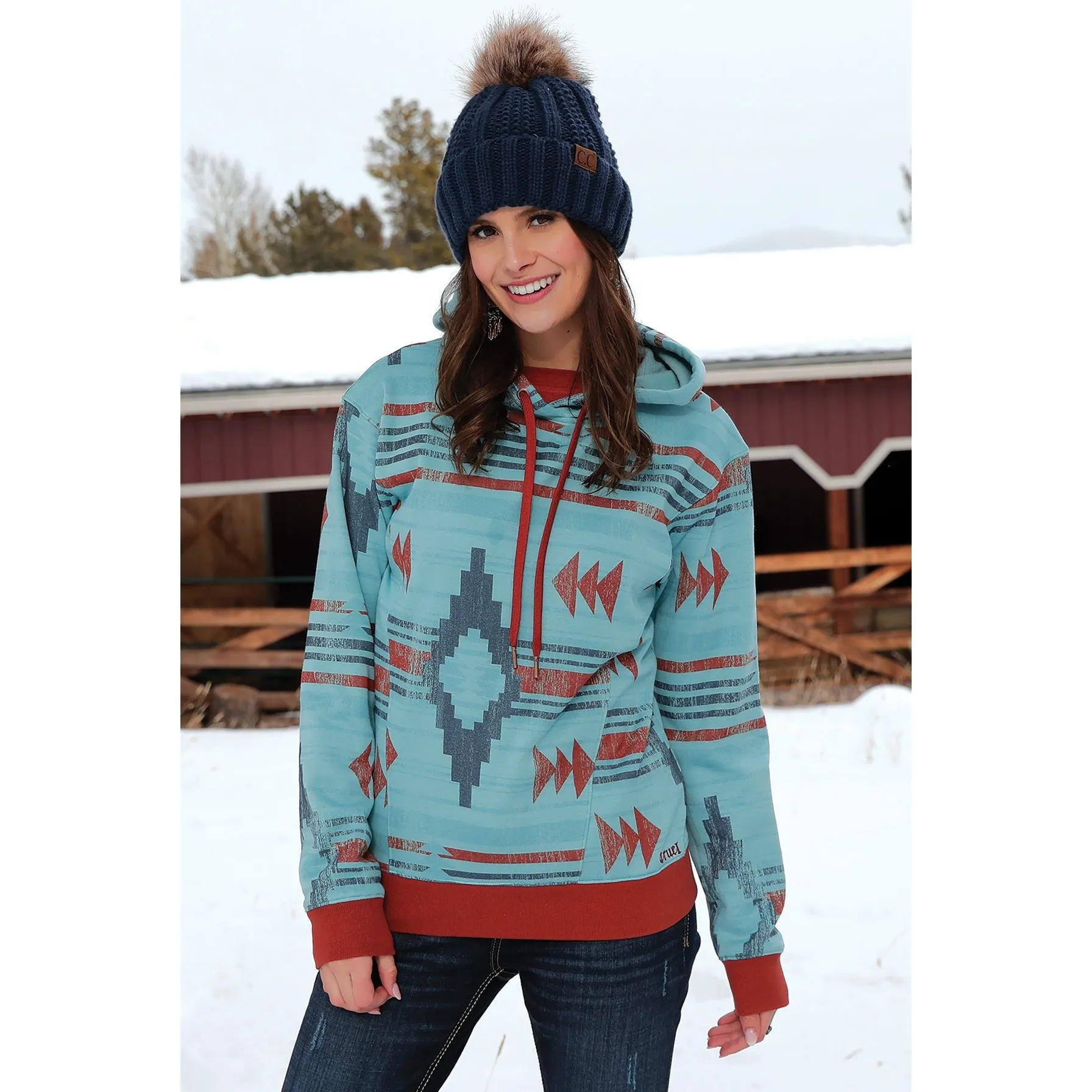 Southwestern Print Blue Women's Hoodie