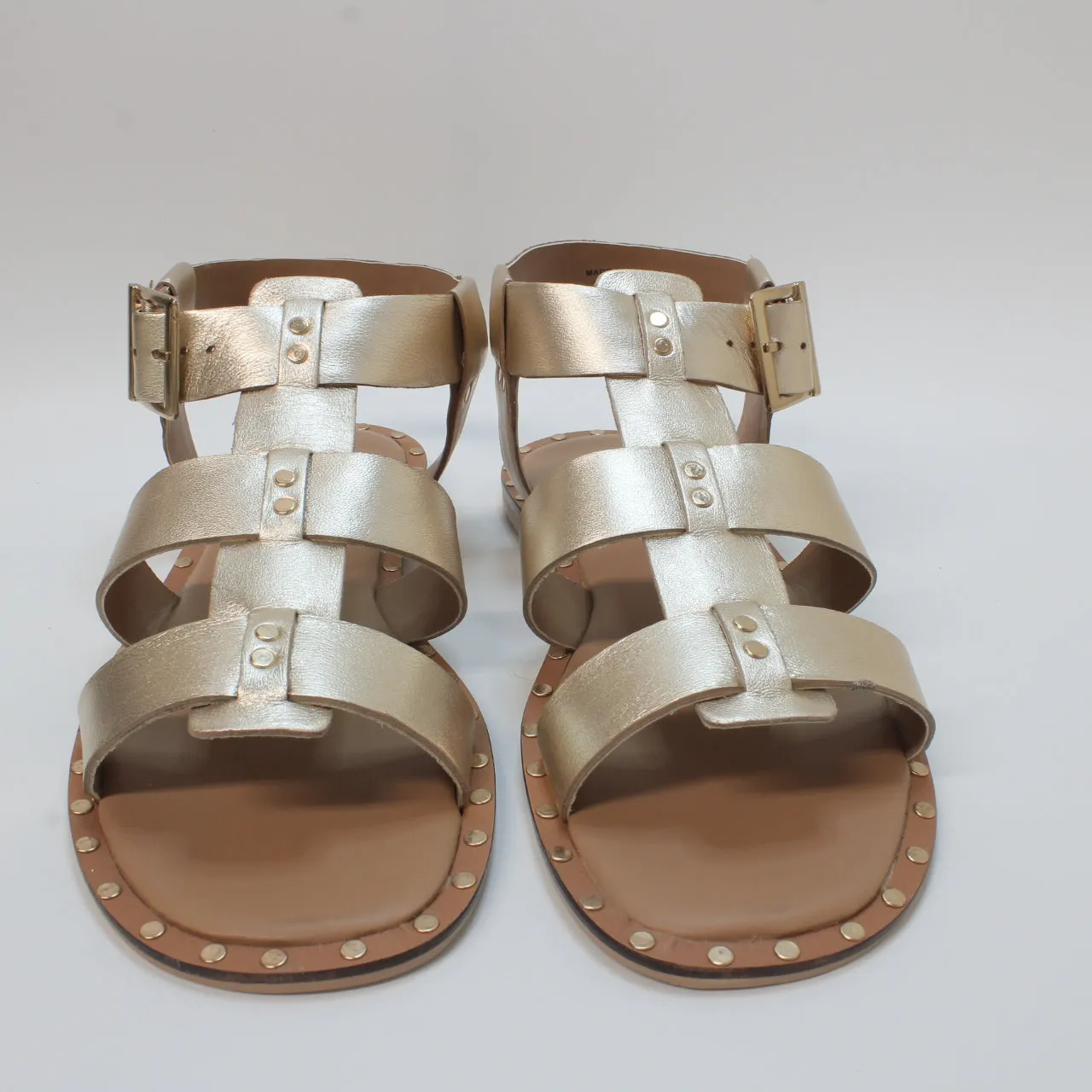 Gold Leather Gladiator Sandals for Women's Office Wear