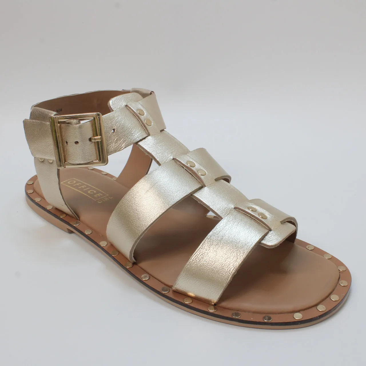 Gold Leather Gladiator Sandals for Women's Office Wear