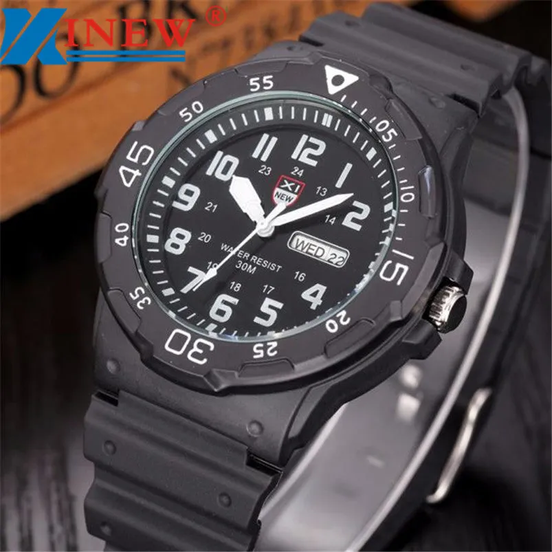 Men's Army Date Sports Resin Watch Waterproof Analog Quartz Watch