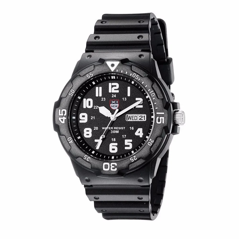 Men's Army Date Sports Resin Watch Waterproof Analog Quartz Watch