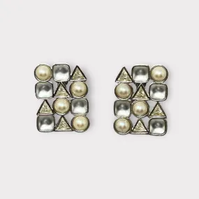 YSL Geometric Pearl and Rhinestone Earrings